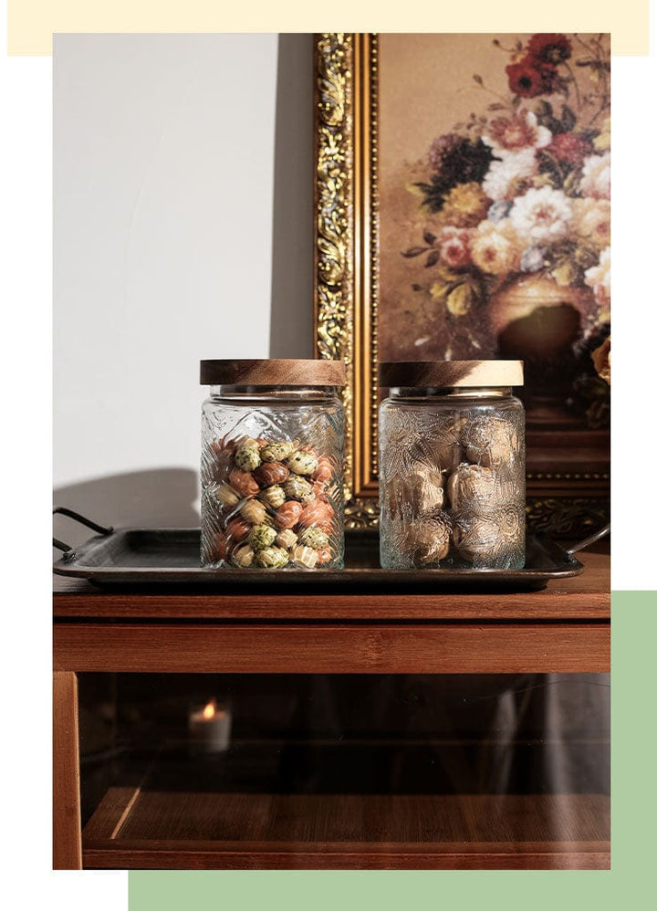 Embossing Flower Glass Container Bowlift