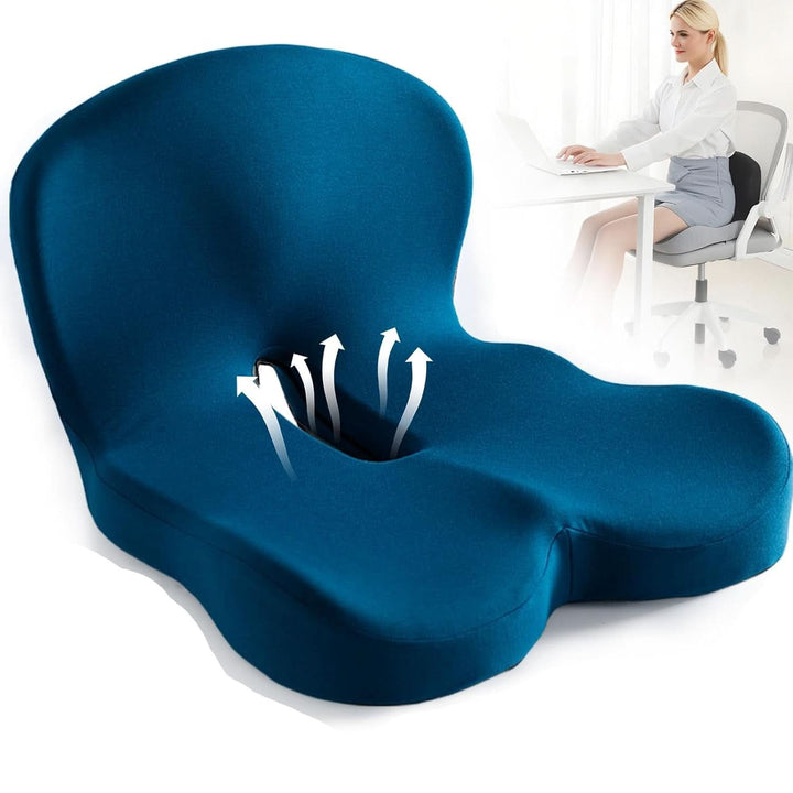 BowLift | ErgoComfort Seat Cushion – Ergonomic Memory Foam Cushion for Back Support and Comfort