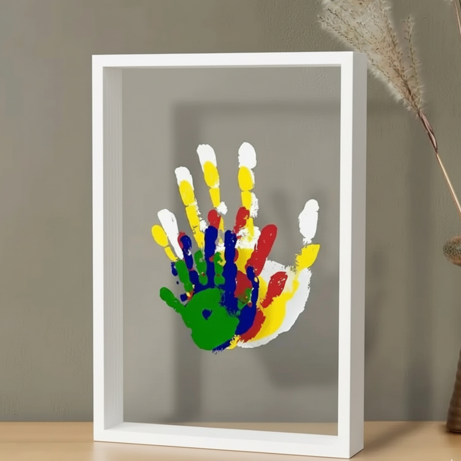 BowLift | Baby memory frame made of wood with clay for hand & foot prints