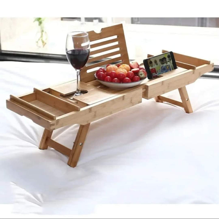 BowLift | Expandable Bamboo Bathtub/ Caddy Tray with Stands