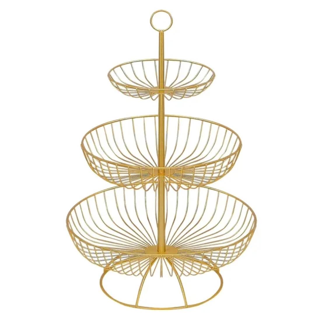 BowLift | Luxury 3-Tier Vegetable and Fruit Rack in Gold and Black