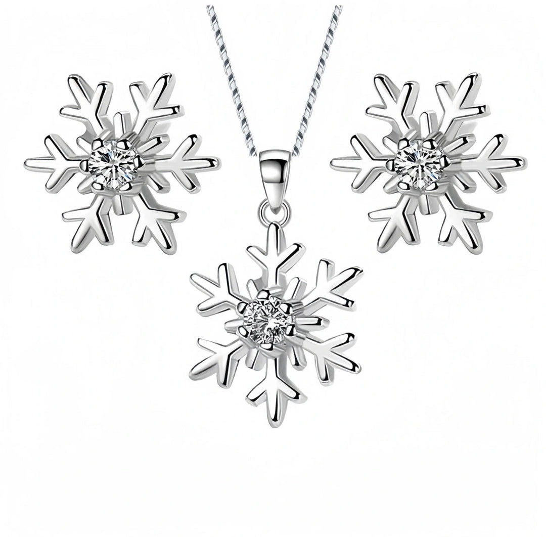 BowLift | Silver Snowflake Earrings & Necklace Set
