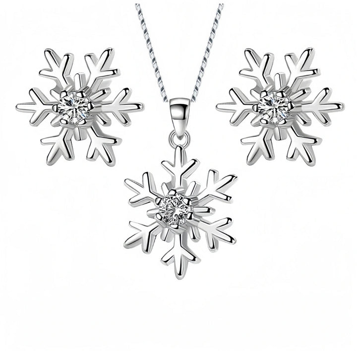 BowLift | Silver Snowflake Earrings & Necklace Set