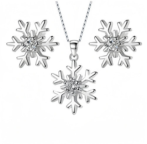 BowLift | Silver Snowflake Earrings & Necklace Set