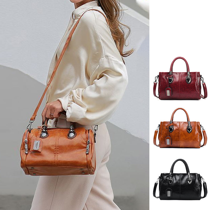 BowLift | New handbags made of oil wax leather Boston, large tote bag made of soft leather
