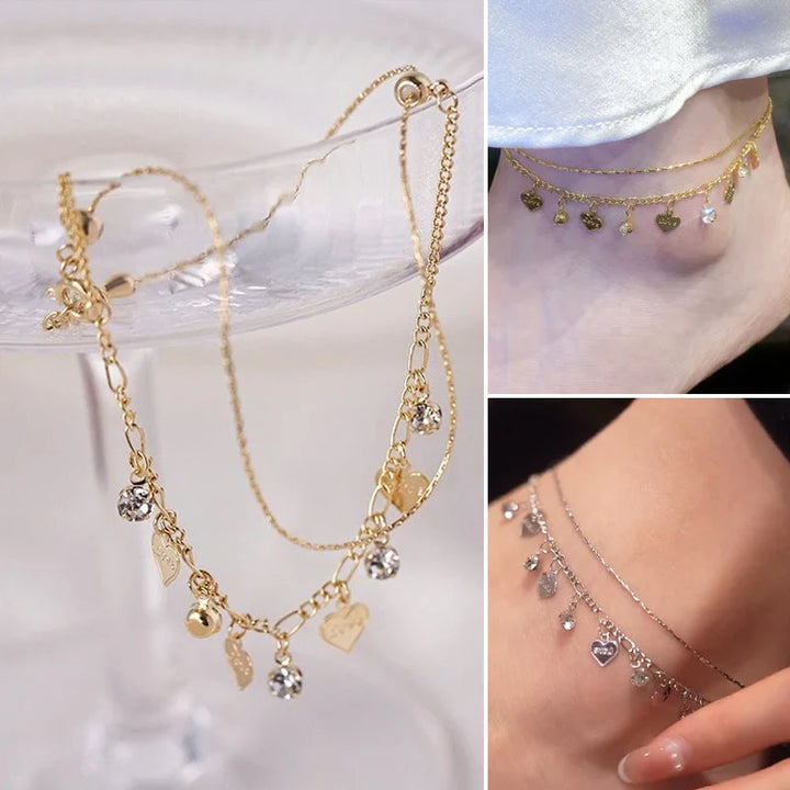 BowLift | Crystal Encrusted Anklet with Diamond Fringes