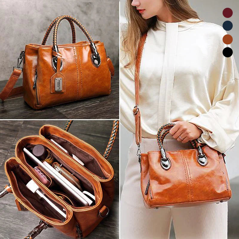 BowLift | New oil wax leather handbags Boston soft leather large tote bag