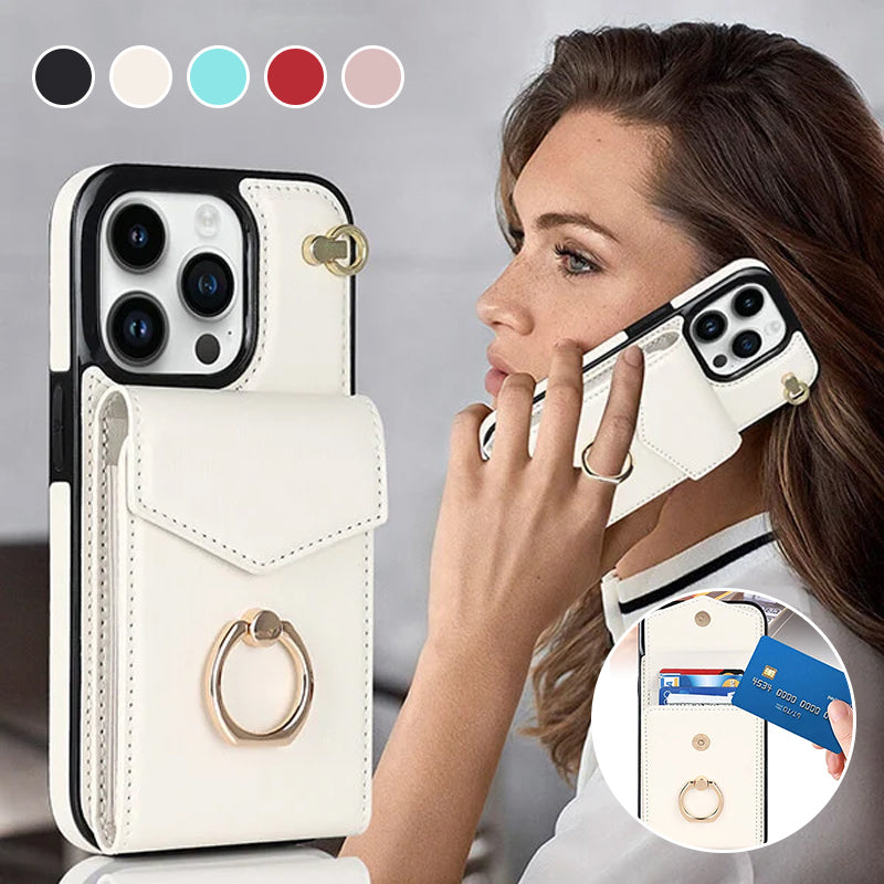 BowLift | Leather Wallet Case with Ring & Lanyard for iPhone
