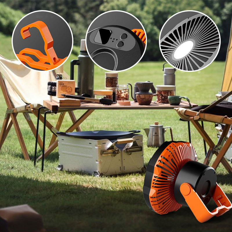 Portable camping fan with LED light | Bowlift