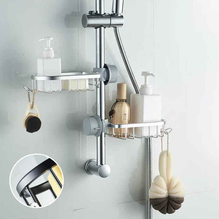 BowLift | Shower holder for Shampoo & Soap – Stainless Aluminium – Silver or Black – No Drilling