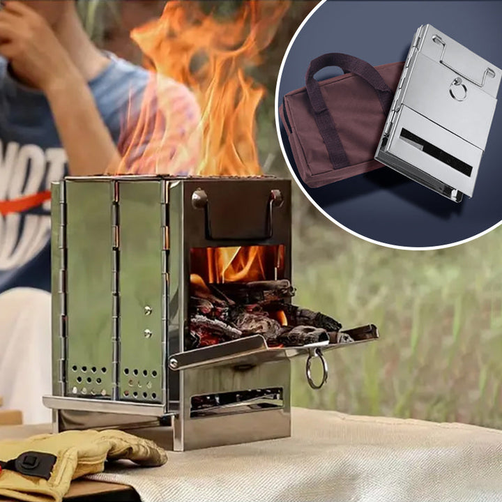 BowLift | Outdoor Folding Wood Stove Mini Stainless Steel Grill Camping Picnic