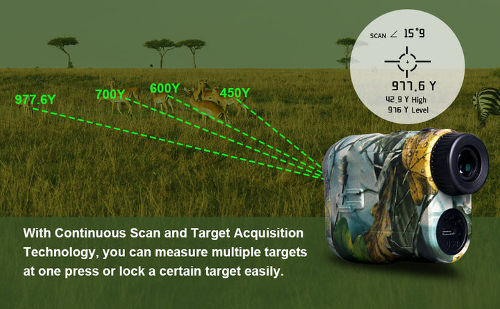 BowLift | Laser Distance Meter TERRAVIEW 1000 | Up to 1000 m range | Camouflage design | Waterproof & Rechargeable | For hunting & outdoor