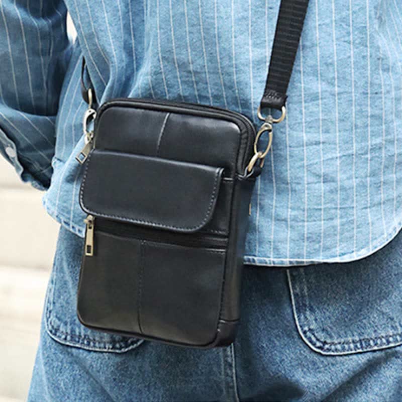 BowLift | Men’s Small Genuine Leather Shoulder Bag – Compact Crossbody with Adjustable Strap