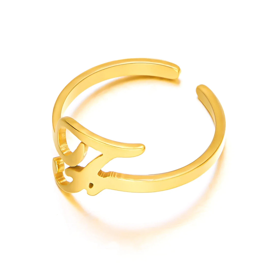 BowLift | Adjustable Italic Cursive Letter Initial Ring