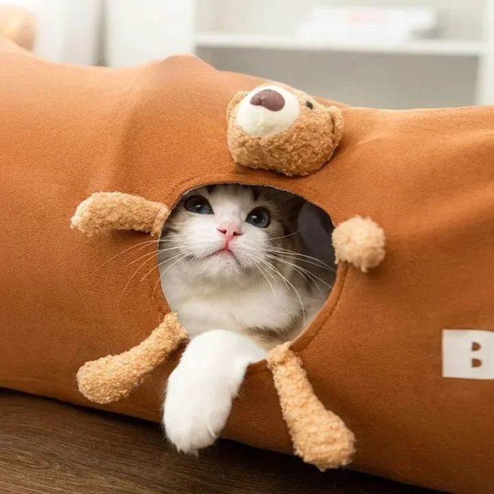 Collapsible cat tunnel for indoor cats to play and hide Bowlift