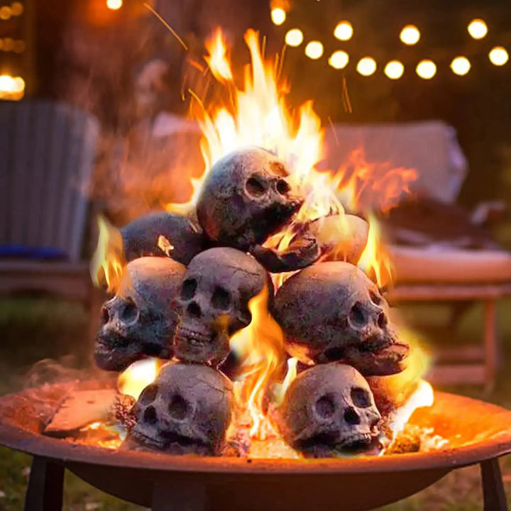 BowLift | SkullFire Ornament – Fireproof Skull Figurine made of Resin for Gothic & Halloween Decoration