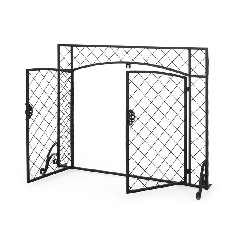 BowLift | Mesh Iron Fireplace Screen Metal Fire Fence One-Piece Fireplace Surround