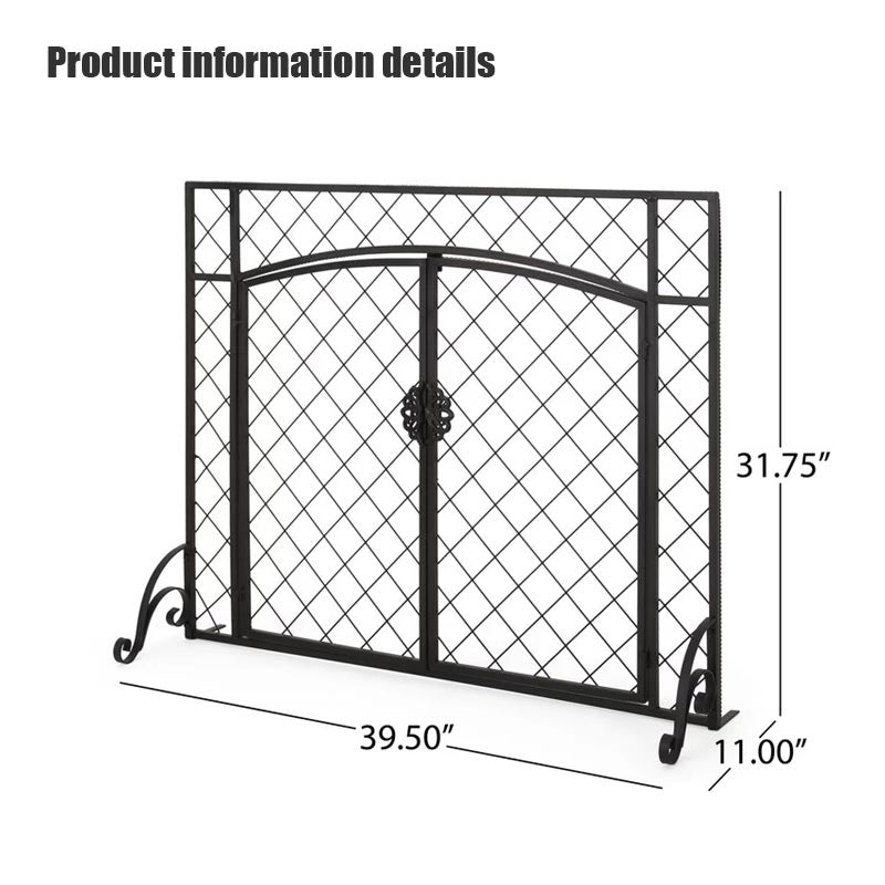 BowLift | Mesh Iron Fireplace Screen Metal Fire Fence One-Piece Fireplace Surround