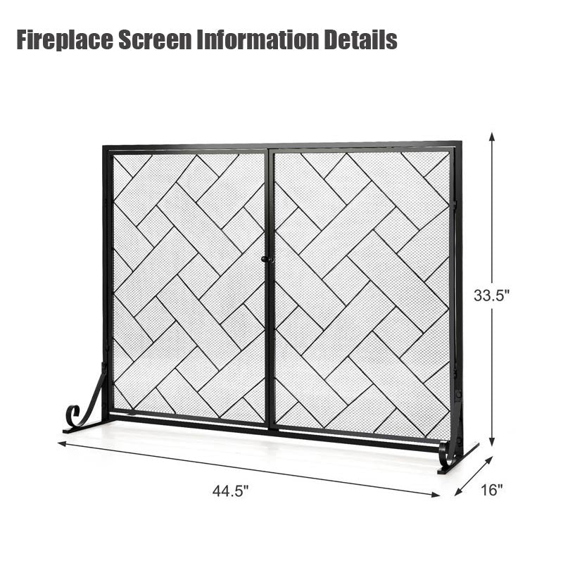 BowLift | Simple Black Single-Sided Fireplace Screen, Indoor Living Room Fireplace Partition Screen