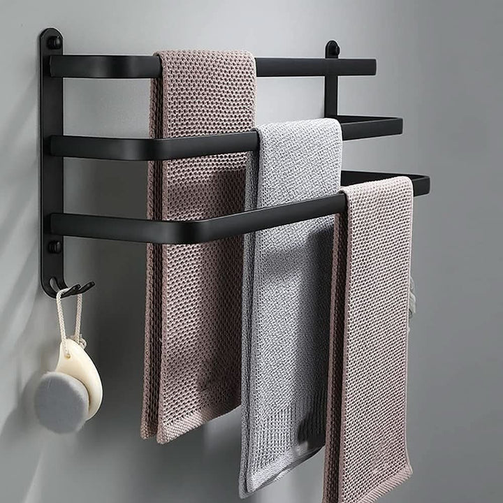 BowLift | Wall-mounted bathroom shelf made of aluminum with 3 cross bars