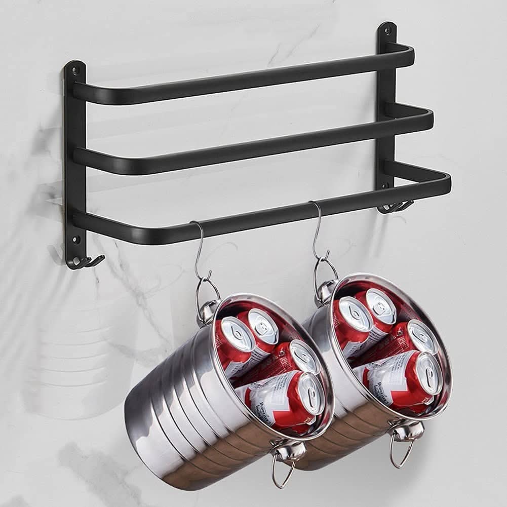 BowLift | Wall-mounted bathroom shelf made of aluminum with 3 cross bars