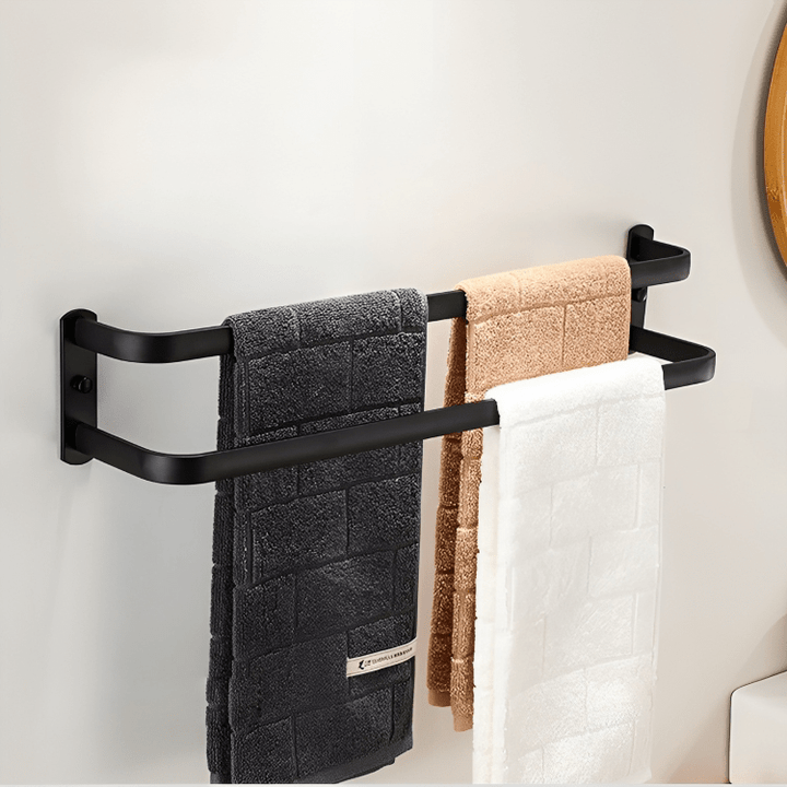 BowLift | Wall-mounted bathroom shelf made of aluminum with 3 cross bars