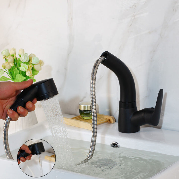 BowLift | FlexiStream Adjustable Bathroom Faucet Pull-Out Elegant Finish