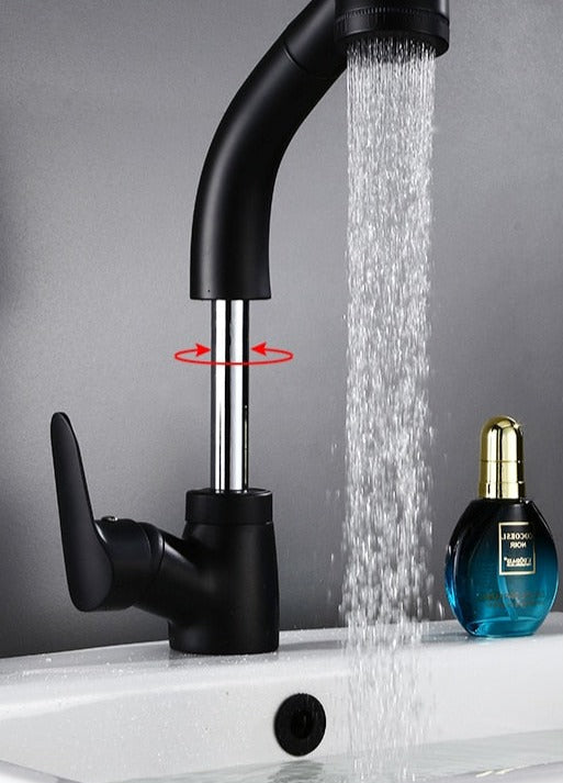 BowLift | FlexiStream Adjustable Bathroom Faucet Pull-Out Elegant Finish