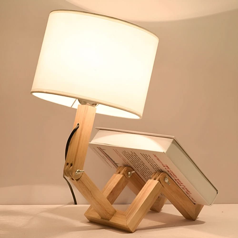 BowLift | Adjustable wooden lamp in robot design for reading & working light