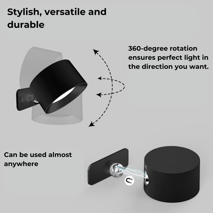 BowLift | Wireless Rechargeable 360° Wall Light | Energy-Saving LED, Touch Control & Versatile for Home Lighting