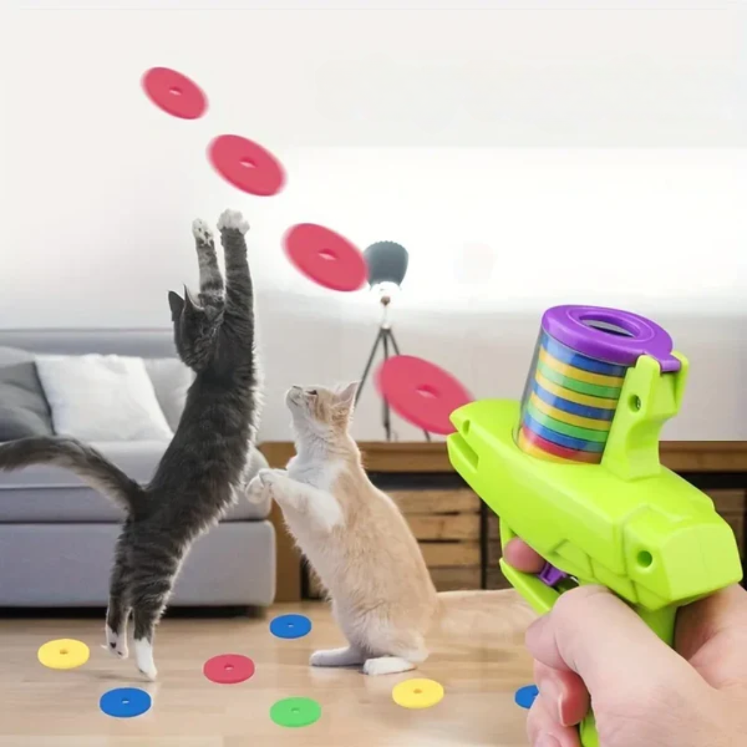 Interactive disc cannon for cats Bowlift