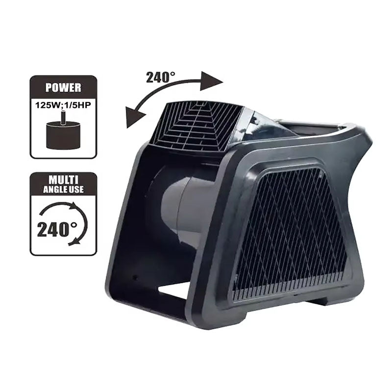 BowLift | High Velocity Floor Blower Pivoting Utility Fan 300° Blowing Angle Air Mover, Portable Carpet Dryer Fan for Home, Work Shop