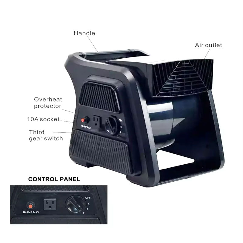 BowLift | High Velocity Floor Blower Pivoting Utility Fan 300° Blowing Angle Air Mover, Portable Carpet Dryer Fan for Home, Work Shop