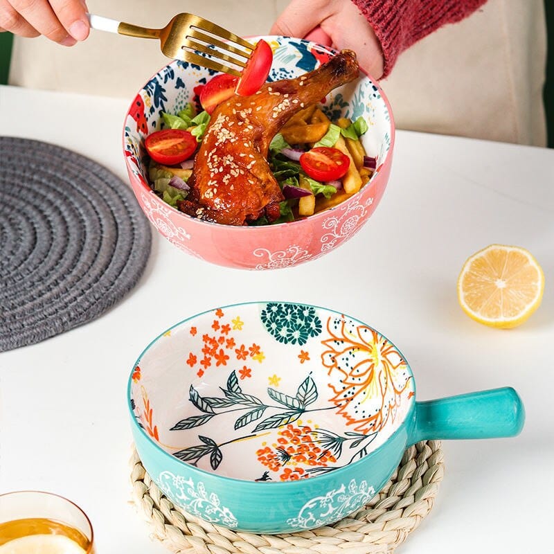 Floral single-handle ceramic bowl Bowlift