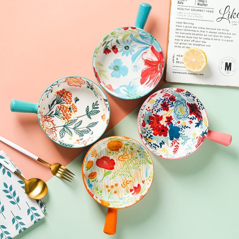 Floral single-handle ceramic bowl Bowlift