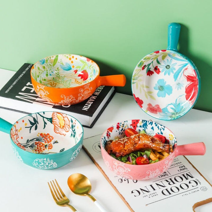 Floral single-handle ceramic bowl Bowlift