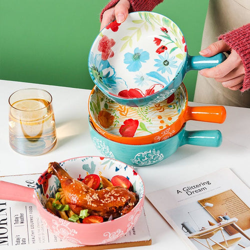 Floral single-handle ceramic bowl Bowlift