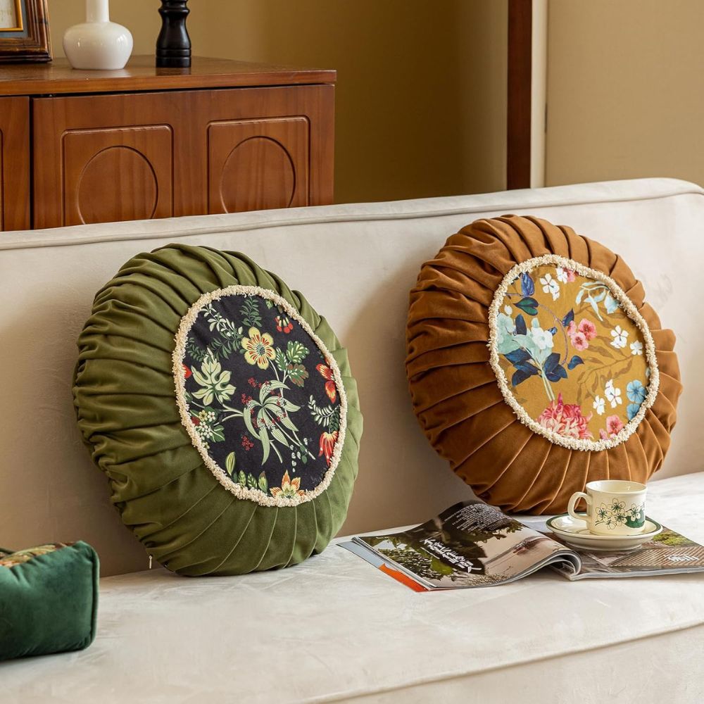 BowLift | Floral Medley Velvet Round Cushion