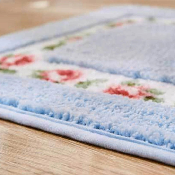 BowLift | Floral Oval Plush Bath Mat