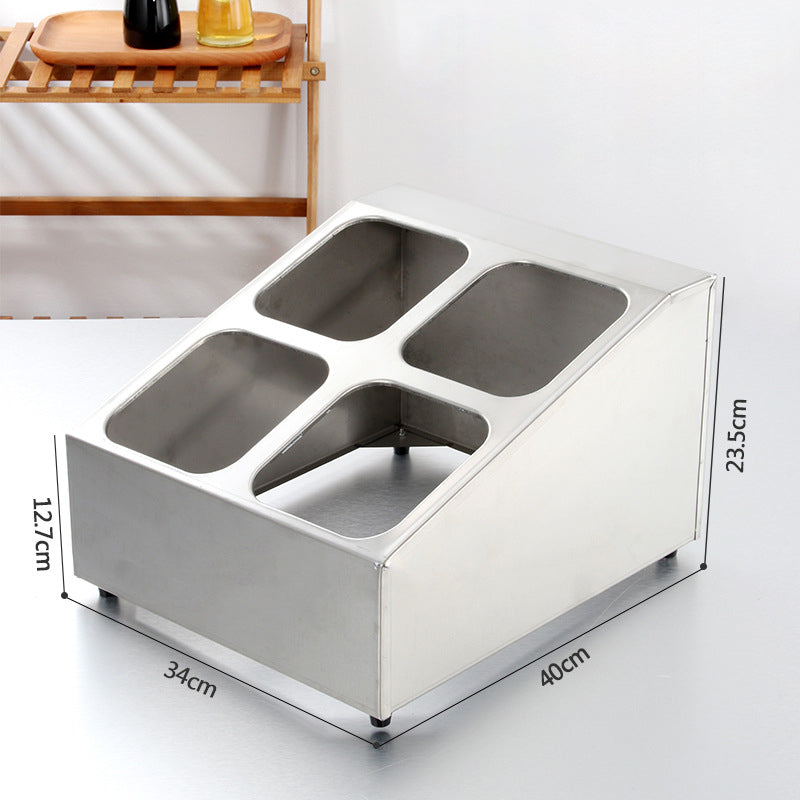 BowLift | Kitchen Condiment Jars 4pc Stainless Steel Spice Rack Restaurant Food Container Rack