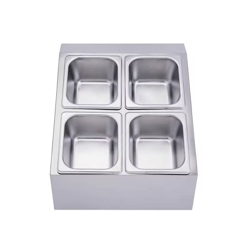 BowLift | Kitchen Condiment Jars 4pc Stainless Steel Spice Rack Restaurant Food Container Rack