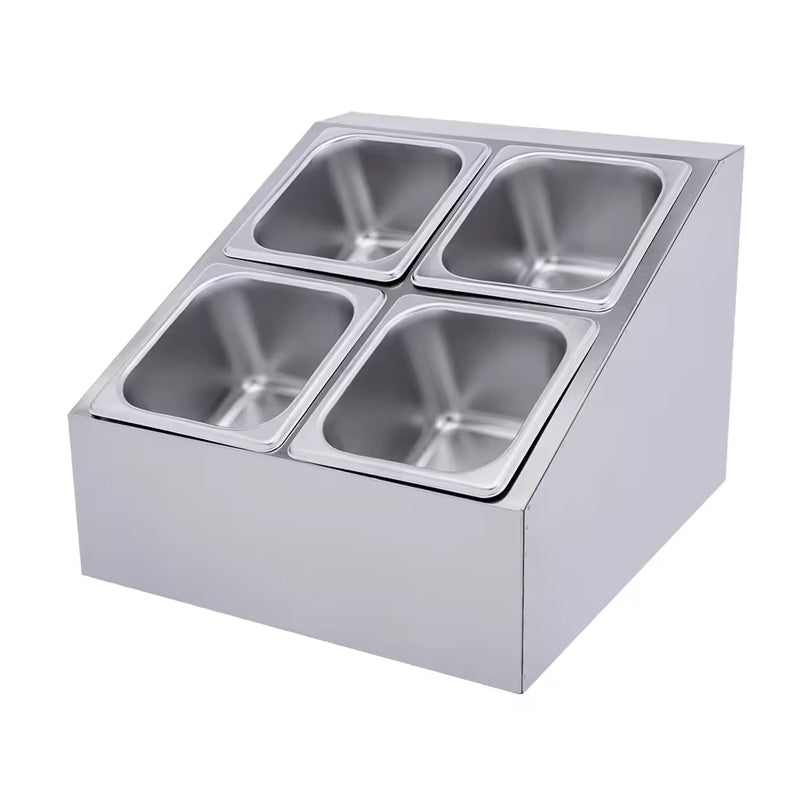 BowLift | Kitchen Condiment Jars 4pc Stainless Steel Spice Rack Restaurant Food Container Rack