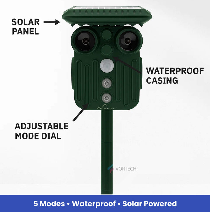 BowLift | Ultrasonic Solar Deer Repeller | 5 Adjustable Modes. Waterproof & Eco-Friendly for Home Gardens and Yards