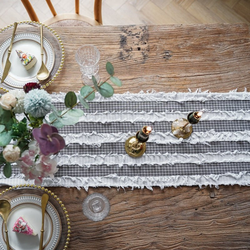 BowLift | Frayed Fabric Strips Table Runner