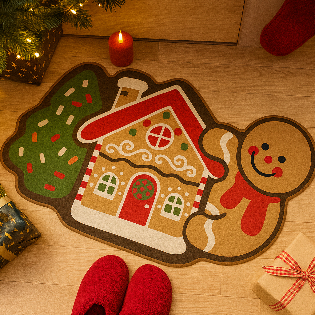 BowLift | Frostholm Gingerbread Christmas Rug – Cozy Non-Slip Carpet for Festive Atmosphere