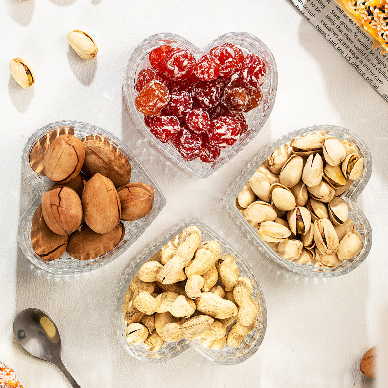 BowLift | Love Fruit Plate Snack Plate Lead-Free Glass Bowl Household Divided Dry Fruit Plate Five-Piece Set