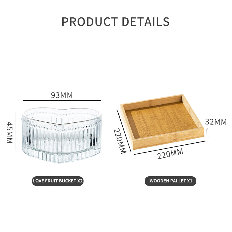 BowLift | Love Fruit Plate Snack Plate Lead-Free Glass Bowl Hand-Painted Gold Dried Fruit Plate Three-Piece Set