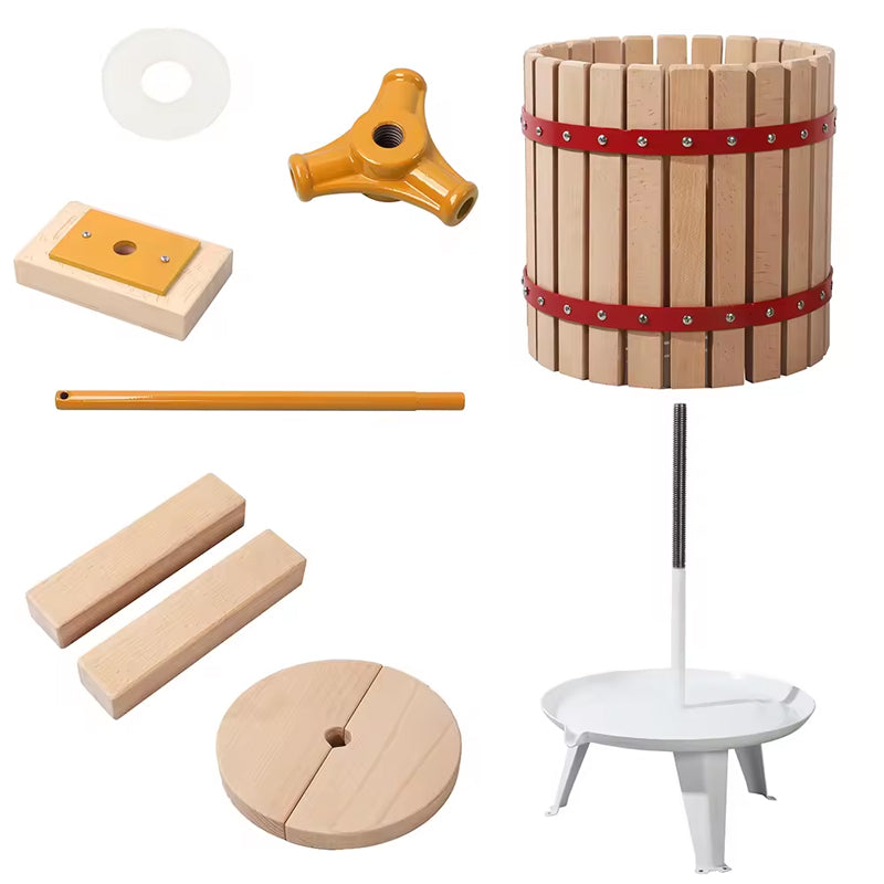 BowLift | 18 Liters 4.75 Gallon Household Small Fruit Wine Grape Press Manual Juice Crusher Solid Wood Basket Heavy Duty Cider Making Juicer