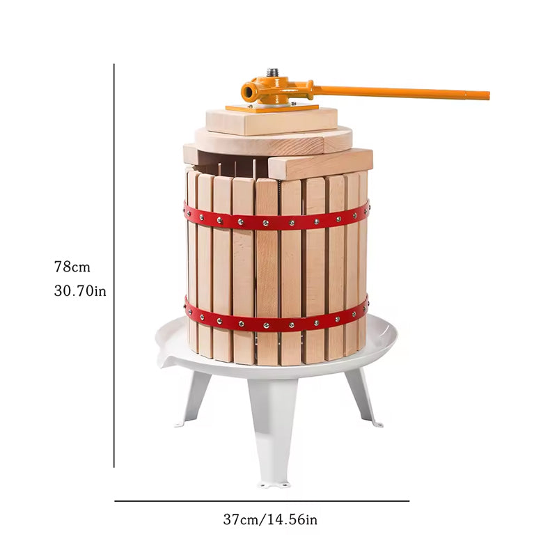 BowLift | 18 Liters 4.75 Gallon Household Small Fruit Wine Grape Press Manual Juice Crusher Solid Wood Basket Heavy Duty Cider Making Juicer