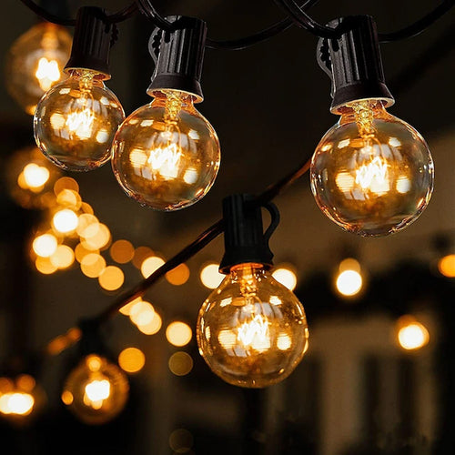 Outdoor and Indoor String Lights with 25xG40 Vintage Bulbs (approx. 7.5 meters - Expandable) | Bowlift